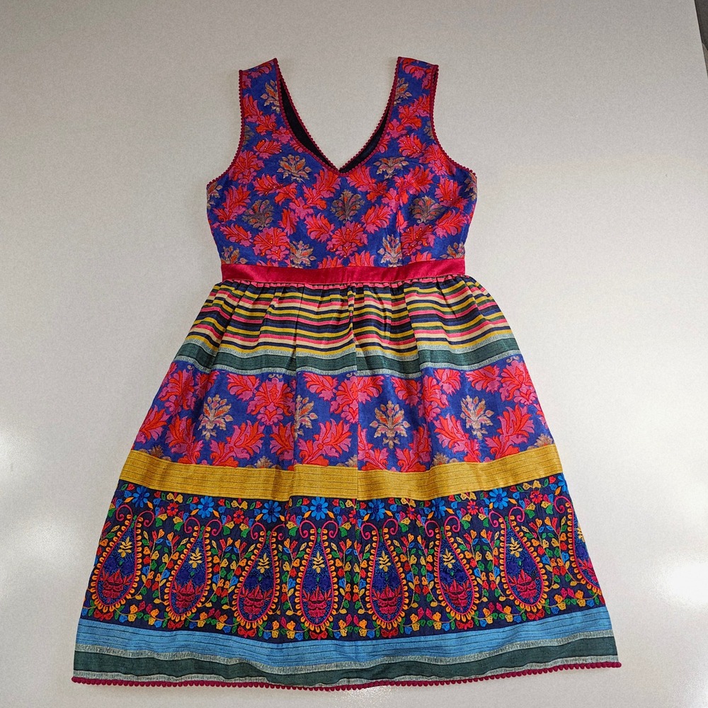 NEW Payal Jain Anthropologie Embroidered Paisley Floral Fit Flare Dress Sz 8 NWT